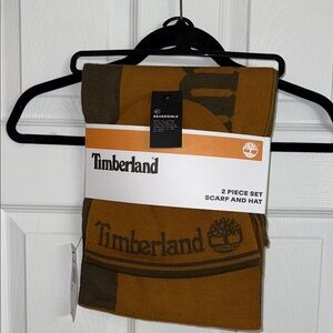 Timberland Scarf and Hat Set - Brown and Green
